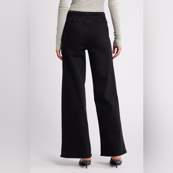 FRAME Jetset High Rise Palazzo Jeans Black Wide Leg Pull-On Denim Size 28 - Picture 6 of 11